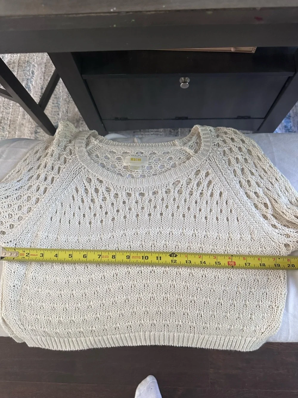 Maeve Anthropologie Cream Open Knit Cropped Sweater Boho Crochet Medium - Picture 7 of 9